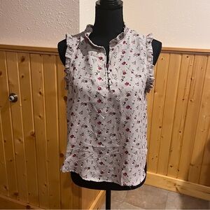 IRIS sweet floral ruffled tank top